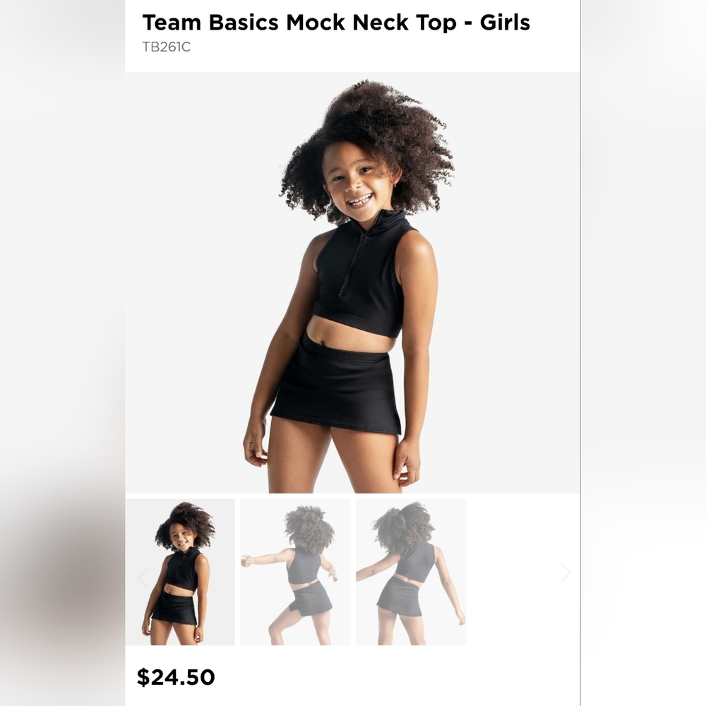 Capezio Team Basics Mock Neck Top Black TB261C